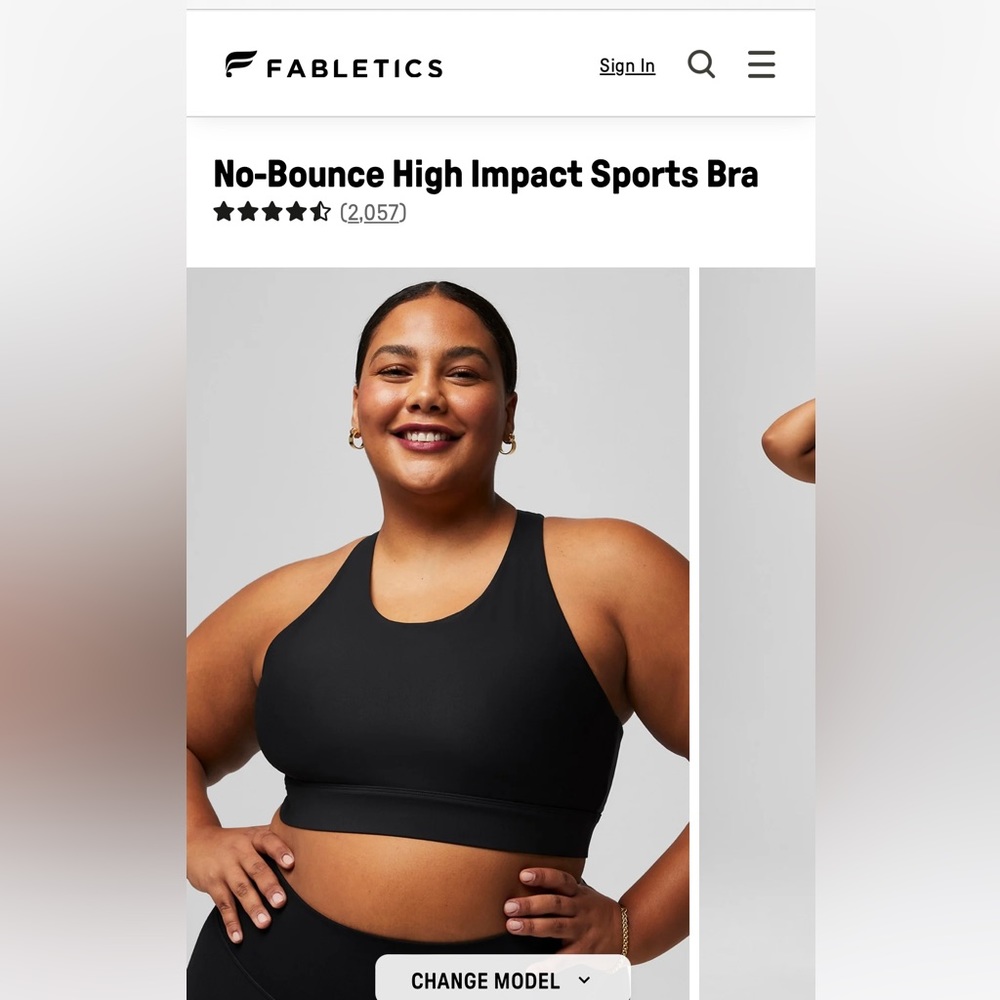 No-Bounce High Impact Sports Bra Black Size 2X